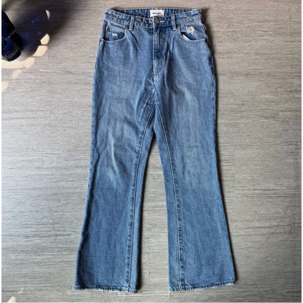 Rolla's Distressed Bootcut Jeans Womens 26x28 100% Cotton Denim Light Wash